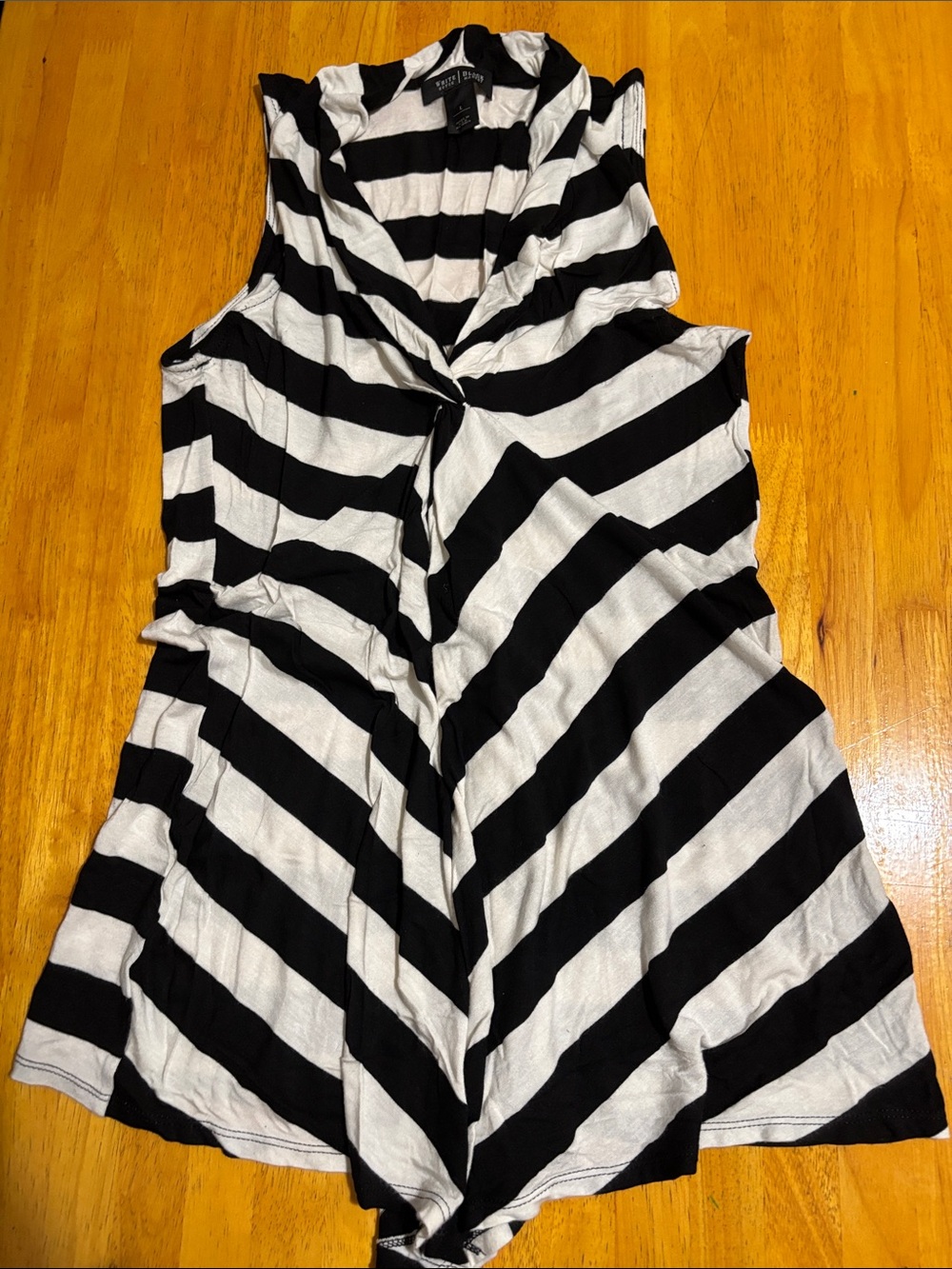 White House Black Market Black and White Striped Sleeveless Top